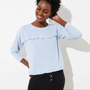 LOFT Striped Long Sleeve Crop Tee